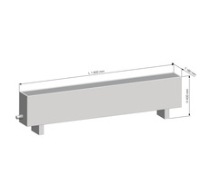 Kovový odkvap s rozmermi 1600 x 400 x 180 milimetrov