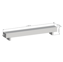 Nákres zinkového žľabu s rozmermi 1800 mm dĺžka, 230 mm hĺbka a 250 mm výška