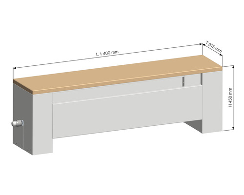 Kryt radiátora s rozmermi 1400 x 315 x 450 milimetrov