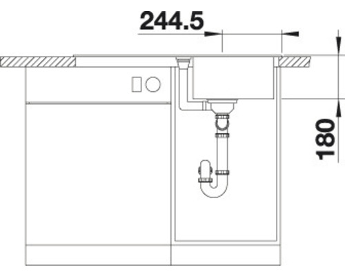 Nákres drezu s rozmermi 244,5 a 180