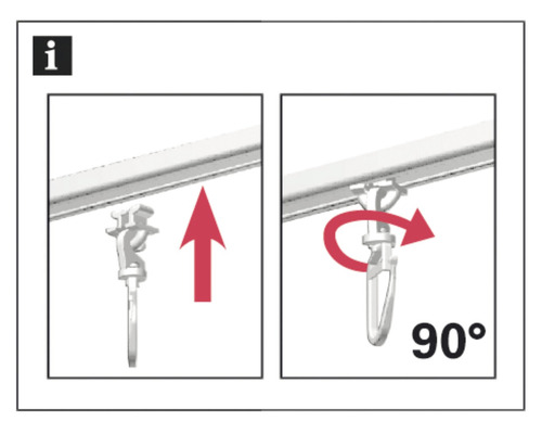 Návod na pripevnenie valčekov závesov k závesovej koľajnici