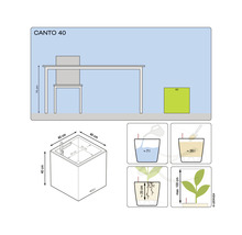 Diagram rozmerov a objemov kvetináča Canto 40
