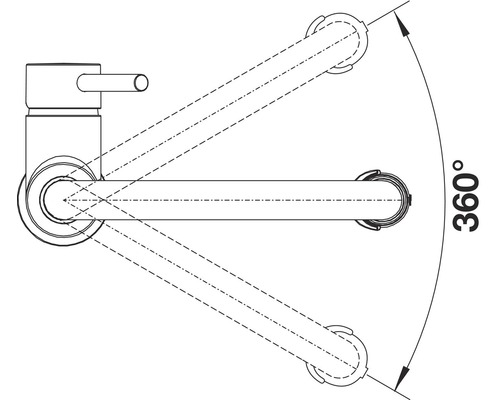 Nákres armatúry s rozsahom otáčania 360 stupňov