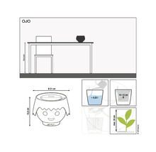 Produktová kresba kvetináča s rozmermi výška 15,8 cm a priemer 21 cm.