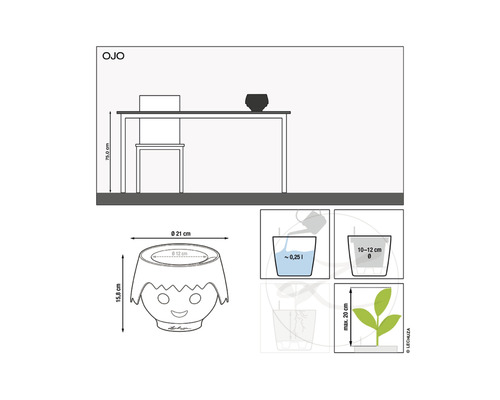 Rozmery a pokyny pre použitie kvetináča Ojo