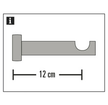 Obrázok držiaka záclonovej tyče s dĺžkou 12 cm.