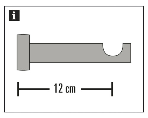 Obrázok držiaka záclonovej tyče s dĺžkou 12 cm.