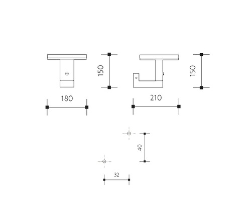 Technický výkres nástennej lampy s rozmermi