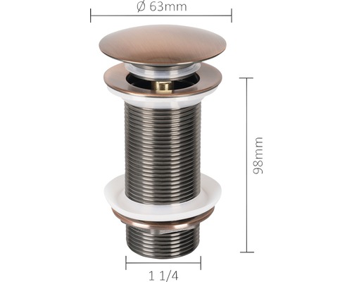 Umývadlová odpadová súprava s rozmermi 63 mm v priemere a 98 mm na výšku