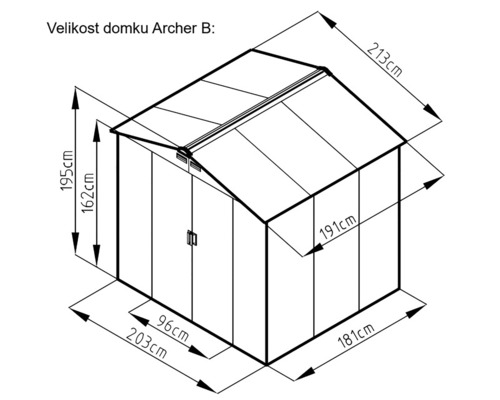 Rozmery záhradného domčeka Archer B