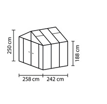 Skleník Vitavia Zeus Comfort 6200 kombinácia skla a polykarbonátu 258x242 cm čierny vr. podlahového rámu