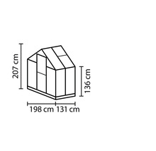 Rozmery skleníka: 207 cm vysoký, 198 cm široký a 131 cm hlboký.