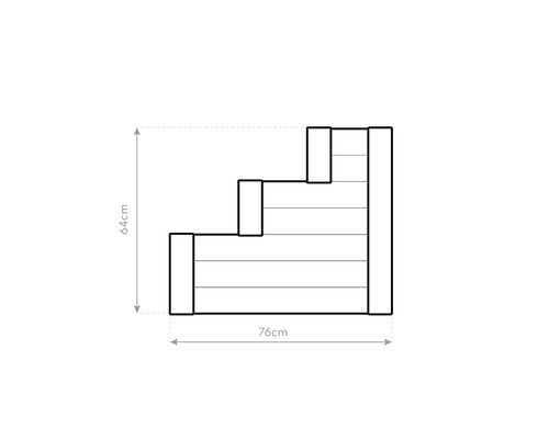 Rozmery schodiska: 64 cm výška a 76 cm šírka