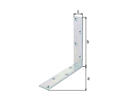 Rohový spojovník s rozmermi a, b a c na upevnenie dielov.