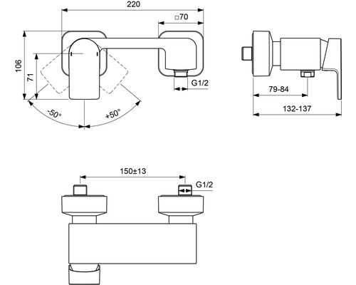 Technický nákres batérie s rozmermi