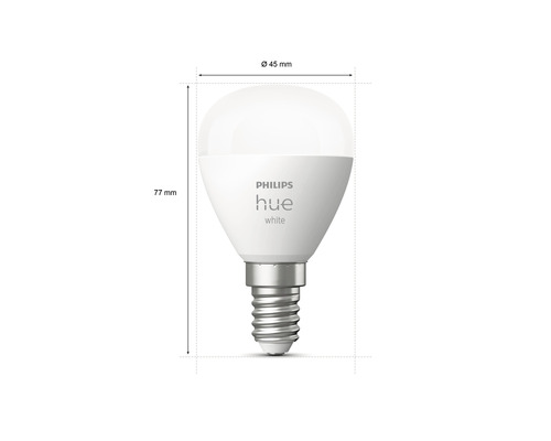 Žiarovka Philips Hue, rozmery 45 x 77 milimetrov