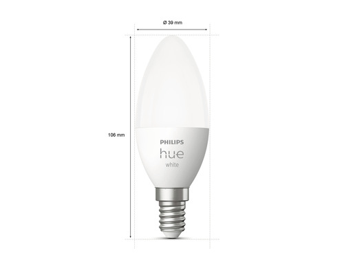 Žiarovka Philips Hue White LED, pätica E14, s rozmermi