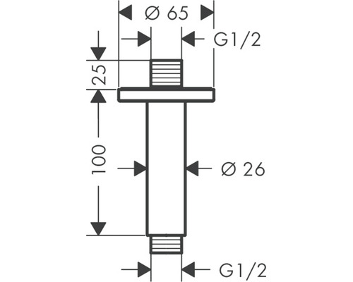 Technický nákres inštalačného systému s rozmermi