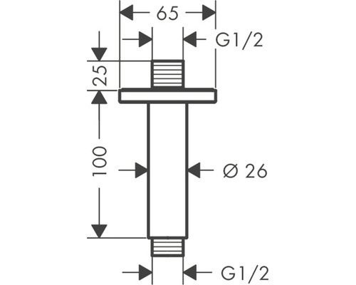 Technický nákres predlžovacej trubice sifónu s rozmermi