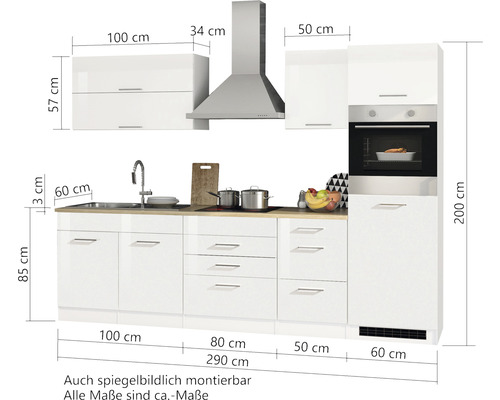 Kuchynská linka s rozmermi