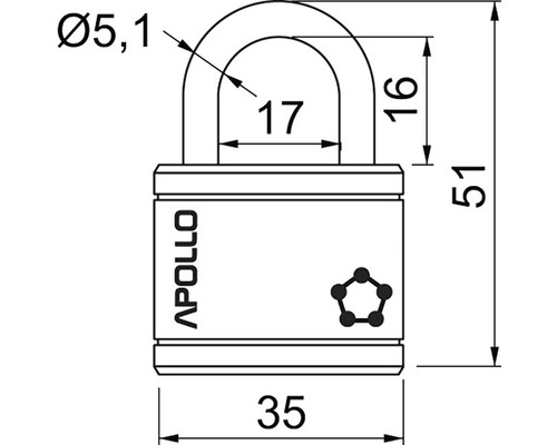 Technický nákres visiaceho zámku Apollo s rozmermi