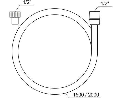 Hadicu s 1/2 palcovou prípojkou a dĺžkou 1500 alebo 2000 milimetrov.