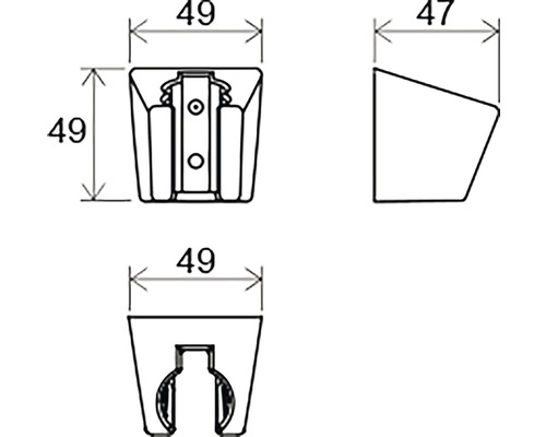 Technický nákres klzáka nábytku s rozmermi