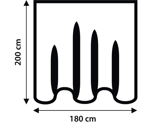 Rozmery závesu: výška 200 cm, šírka 180 cm