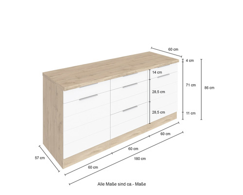 Komoda so šiestimi zásuvkami a rozmermi