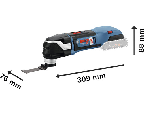 Multifunkčný nástroj Bosch s rozmermi 76 mm, 88 mm a 309 mm