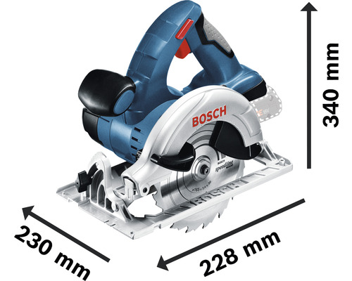 Ručná okružná píla Bosch s rozmermi 230 mm x 228 mm x 340 mm