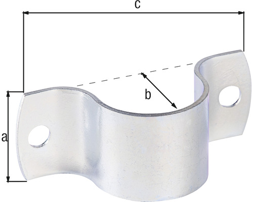 Obrázok rúrkovej objímky s rozmermi a, b a c.
