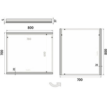 Zrkadlo do kúpeľne s LED osvetlením Nimco 80x70 cm ZP 12003