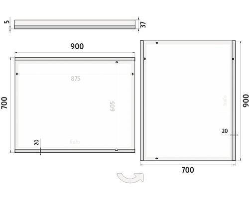 Technický výkres rámu s rozmermi
