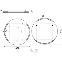 Guľaté zrkadlo do kúpeľne s LED osvetlením Nimco 60x60 cm ZP 16000RV-thumb-4 Guľaté zrkadlo do kúpeľne s LED osvetlením Nimco 60x60 cm ZP 16000RV-thumb-4