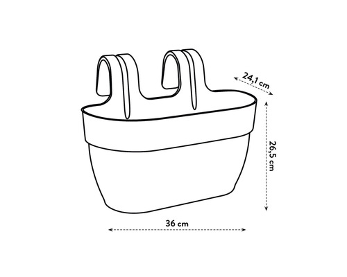 Rozmery kvetináča: 24,1 cm šírka, 26,5 cm výška a 36 cm dĺžka.