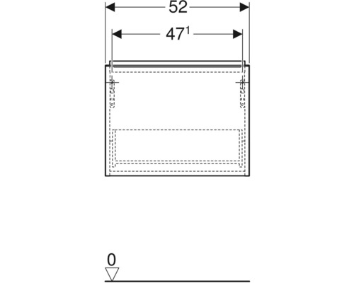 Technický nákres kúpeľňovej skrinky s rozmermi