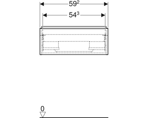 Technický nákres kúpeľňovej skrinky s rozmermi