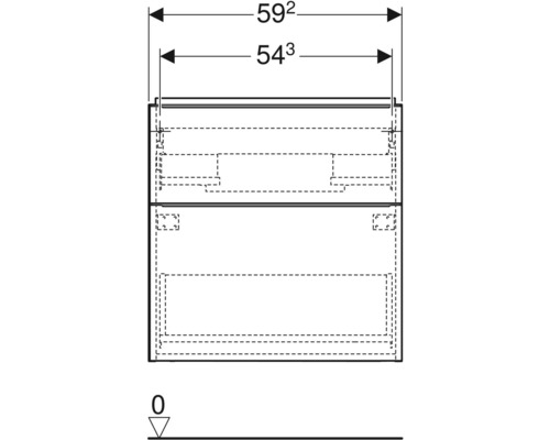 Technický nákres kúpeľňovej skrinky s rozmermi