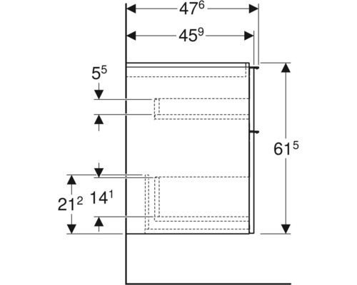 Technický nákres skrinky pod umývadlo s rozmermi