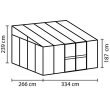 Skleník k stene Vitavia Athena 8600 kombinácia skla a polykarbonátu 265,9x334,3 cm hliník