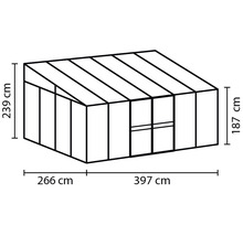 Skleník k stene Vitavia Athena 10200 kombinácia skla a polykarbonátu 265,9x397,2 cm hliník