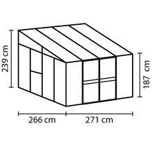 Skleník k stene Vitavia Athena 7000 kombinácia skla a polykarbonátu 265,9x271,4 cm čierny