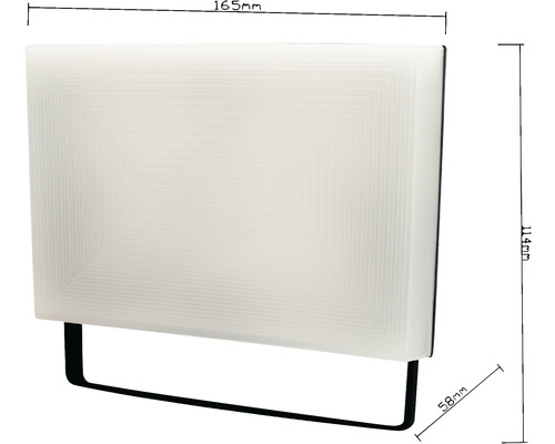 Nástenné svietidlo s obdĺžnikovým tienidlom a čiernym držiakom