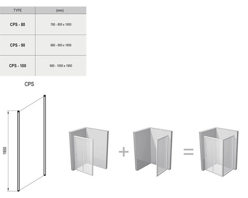 Rozmery sprchovej steny CPS a možnosti kombinácie