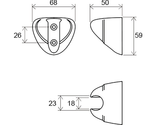 Technický nákres lodného kovania s rozmermi