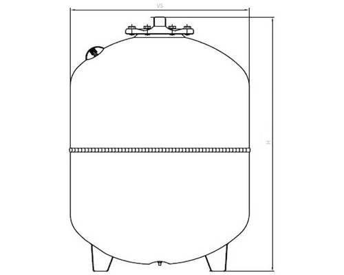 Schematický nákres tlakovej nádoby s rozmermi