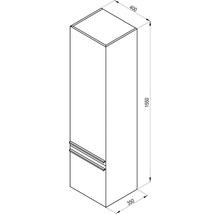 Technický výkres kúpeľňovej vysokej skrinky s rozmermi.