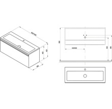 Technický nákres vane s rozmermi