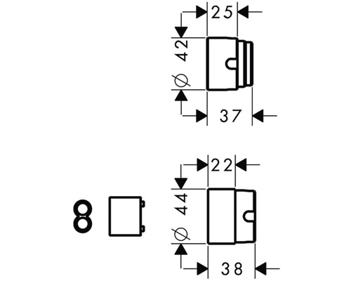 Technický výkres rohového konektora s rozmermi